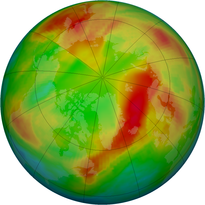 Arctic ozone map for 13 February 1989